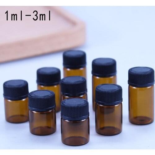 5PCS 1-3ml Empty New Amber Brown Glass Jar Container Cosmetic Essential oil Lotion Sample Bottle Storage Box Makeup