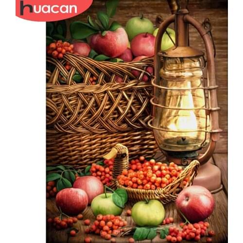 HUACAN Diamond Art Painting Mosaic Fruit Full Square/round Diamond Embroidery Apple Home Decor Crystal Hobby