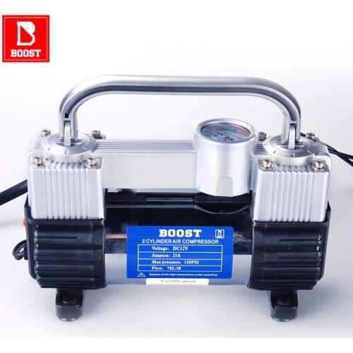 BOOST 582Y 12 Volt Car Electric Air Compressor Air Pump 150 PSI Portable for Car Motorcycles Bicycles