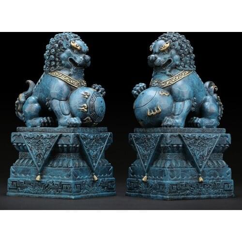 Pure copper lion statue, Chinese style brass domineering mascot modern sculpture crafts,Home decoration hand drawn lion statue