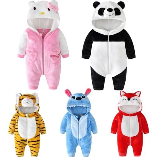 Cartoon Stitch Baby Coat Winter Baby Girls Clothes Infant Jumpsuits Warm Outerwear Snowsuit Newborn Romper Baby Jackets