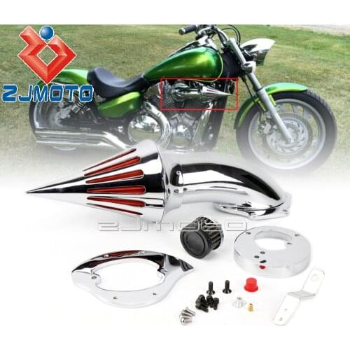 Chrome Aluminum Cone Spike Air Cleaner Complete Kits Washable Intake Air Filter For Honda VTX 1300 VTX1300 Custom Accessories