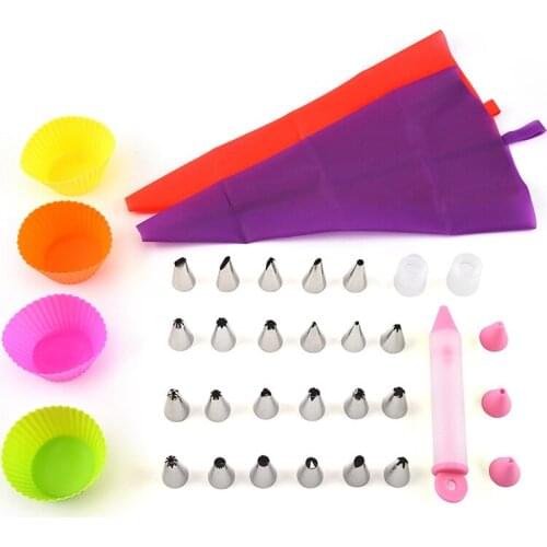 Cake Decorating Kit Silicone Icing Piping Bags Baking Accessories For Baking Piping Nozzle Piping Bag Set Baking Supplies Sets