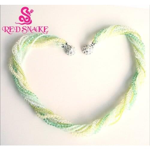 RED SNAKE Brand Product Green Crystal Multi Strands Chains Necklaces Magnetic Buckle Fashion Jewelry Great . Discounts