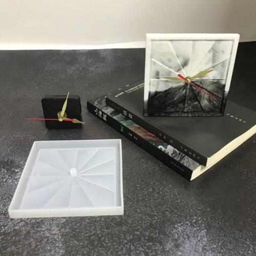 Square Windmill Wall Clock Epoxy Resin Mold Desktop Ornaments Clock Silicone Mould DIY Crafts Home Decorations Casting Tools