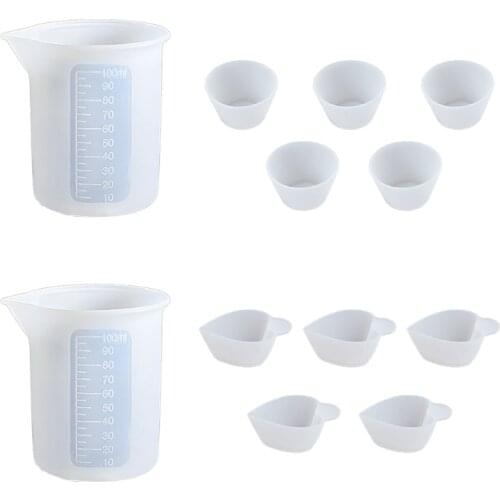 LXAD 12 Pcs Silicone Measuring Cups Mixing Cup Divided Cups UV Epoxy Resin Tools Kit