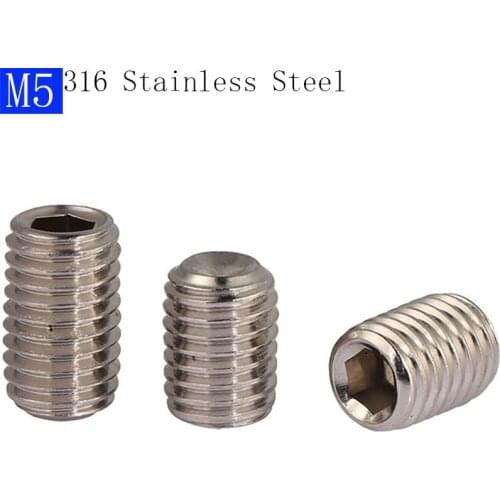M5 - 0.8 316 Stainless Steel A4 Hex Socket Set Screws with Cup Point Grub Screws bolts DIN 916