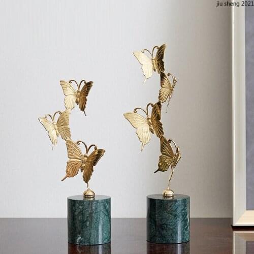 European-style Metal Butterfly Ornaments with Marbled Base Creative Simulation Animal Decoration Crafts Home Decor Luxury Gifts
