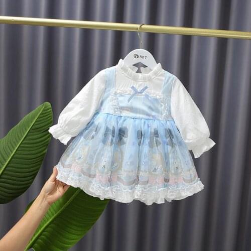 Miayii Baby Clothing Spanish Vintage Lace Stitching Print Ball Gown Birthday Party Easter Princess Lolita Dress For Girls A604
