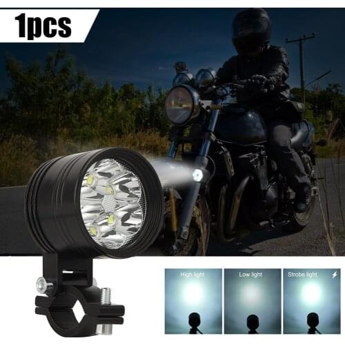 60W High Power Led Light Motorcycle Spotlight Front Headlight E-Bike 6-Leds Spot Fog Driving Lights 12V High Low Beam Strobe