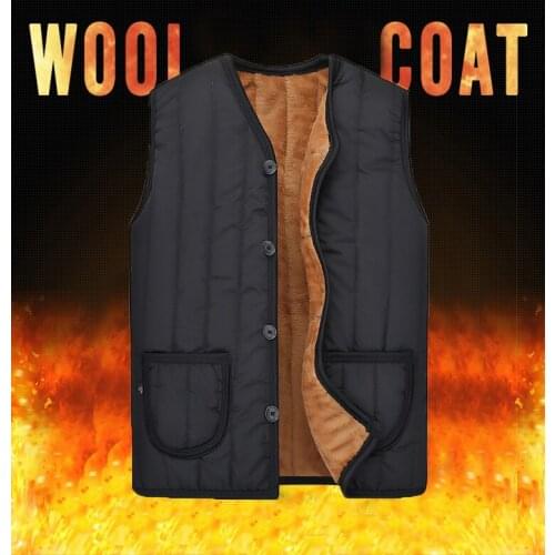 New Autumn and Winter Middle-aged Vest Dad Wear Warm Plus Velvet Thick Large Size Cotton Vest Vest Vest Dropshipping Shirt