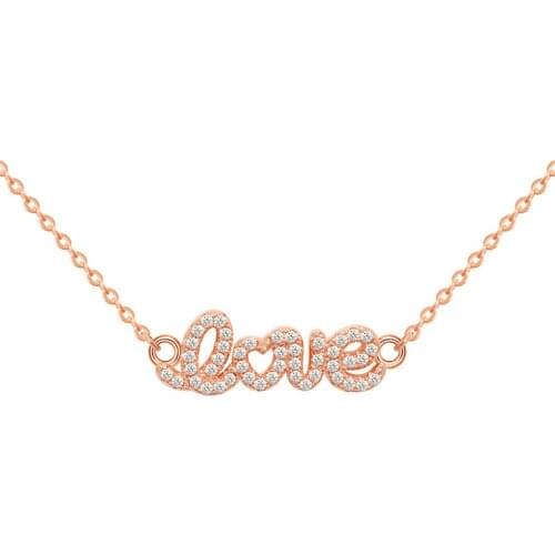 New design Sweet Fancy Jewelry Letter Monogram Love Pendant Crystal CZ Zirconia Love Necklace For Valentines Day