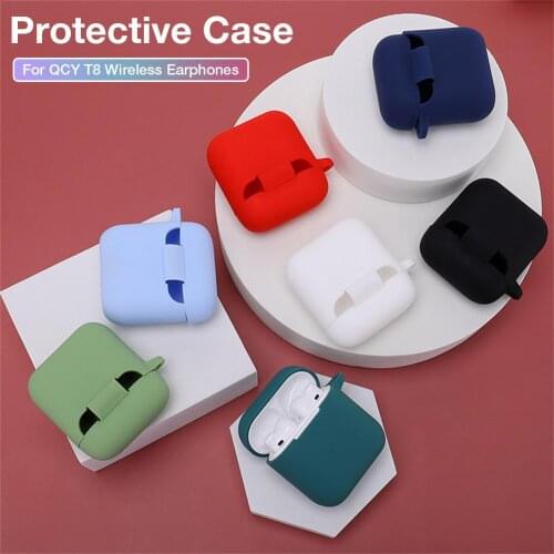 Solid Color Headphone Case TWS Bluetooth Earphones Protective Cover Headphones Case Box For QCY T8 Wireless Earphone