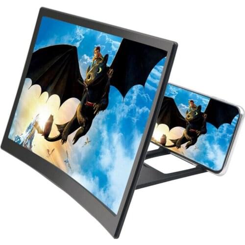 3D Mobile Phone Screen Magnifier 12" HD Video Amplifier Smartphone Stand Curved Enlarged Movie Projector Enlarged Bracket Holder