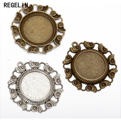 REGELIN 5pcs/lot Inner size 25mm Cabochon Base Pendant Setting Blank Fit Cabochon Tray DIY Charms Necklace Jewelry Making