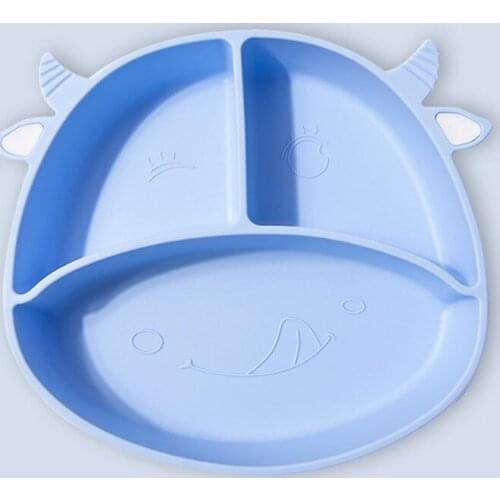 Toddler Divided Plate 4 Cells Non-slip Silicone Food Container Tray Soft Microwave Dishwasher Safe for Babies Kids TS2