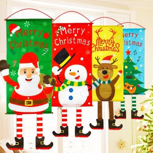 Christmas Tree Elves Hanging Flags Hanging Cloth Wall Landscape Wall Covers Christmas Banners Hanging Flags Christmas Decoration