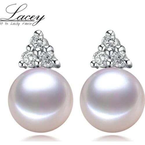 Fashion Real 925 Sterling Silver Earrings,Cultured Freshwater Pearl Earrings For Women,Real Pearl Stud earrings Gift