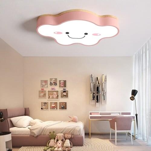 Modern LED Cloud Ceiling Light with Remote Nordic Smile Face Lamp Kids Chandelier Lighting for Girls Bedroom Living Room Loft