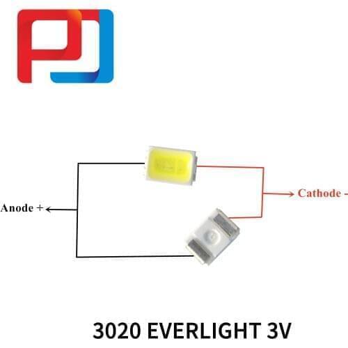 3000PCS EVERLIGHT LED Backlight 0.5 w 3 v 3020 3021 3022 Cool White Backlit LCD Screen for TV Application TV
