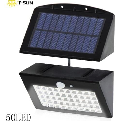 T-SUNRISE 50 LEDs Solar Motion Sensor Separable Wall Light Solar Powered Wireless Waterproof light IP65 Waterproof for Garden