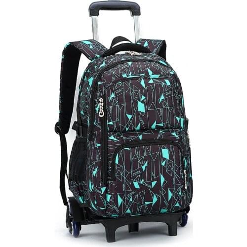 Three Wheels Folding Pulling Rod Bracket Rolling Cart Trolley School Bags Trolley Mochila book bag children 6 wheeled backpack