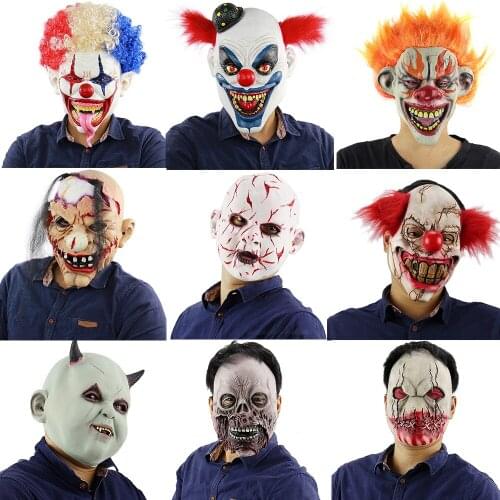 Halloween Horrible Clown Mask Creepy Scary Realistic Monster Mask Halloween Cosplay Costume Masquerade Party Role-playing Prop