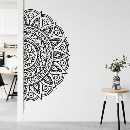 Half Mandala Wall Stickers Vinyl Art Interior Design House Home Room Bedroom Yoga Studio Decor Bohemian Style Decals Murals A882