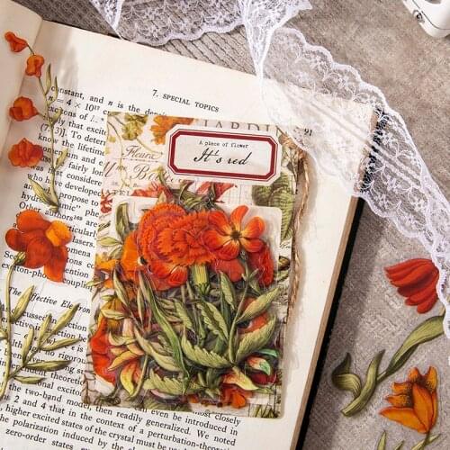 Yoofun 30pcs/pack Vintage Leaves Flowers PET Sticker Pack Diary Album Scrapbooking Decoration Label Retro Collage Pack
