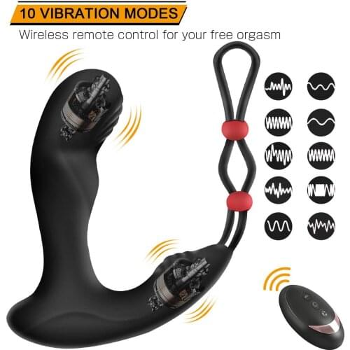 Charging Vibration Anal Plug Lock Fine Ring Prostate Massager Male Masturbation Backyard Pull Beads