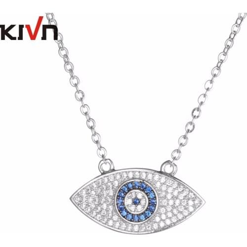KIVN Jewelry Turkish Blue eye CZ Cubic Zirconia Womens Girls Bridal Wedding Pendant Necklaces Birthday Gifts 6pcs Lots Wholesale