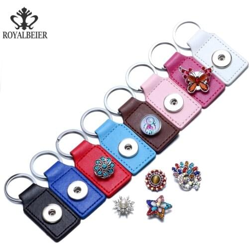 RoyalBeier 10pcs DIY Keychains Multi Colors Fit 18mm Snaps Key Ring Hang Bag/Car Key Holder Pendant Metal Snaps Keychain Unisex