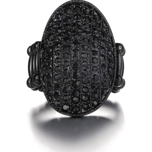 2018 NoEnName_Nulls Fashionable female atmosphere high nobility pure black toto conical ring is female wedding banquet