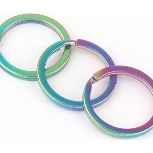 25mm Rainbow Double Split Round Ring Clip Jewelry Metal Clasp Connector Keychain Purse Making Hardware Webbing Key Ring 6pcs