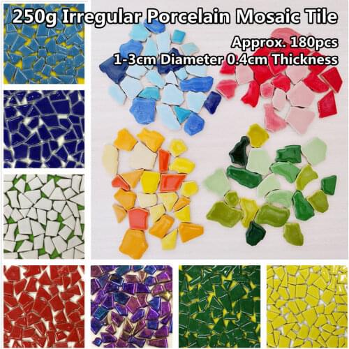 250g(Approx. 180pcs) Irregular Shape Porcelain Mosaic Tile 1-3cm Diameter 0.4cm Thickness Ceramic Mosaic Making Mosaic Tiles