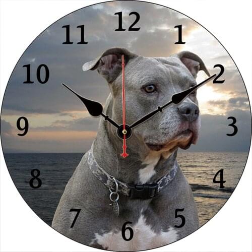 3D cute Gray Dog Wall Clock Non-Ticking Silent Kids Room Decorative Clock Reloj De Pared - Puppy Dog Arab Numerals Kitchen Decor