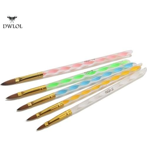 5 Pieces Acrylic Nail Brush Different Size Gel Nail Brush for Acrylic Powder Manicure Pedicure Round Nail Art Brush