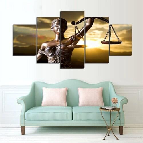Unframed 5 Piece Canvas Painting The Image of Themis Goddess of Justice HD Prints Home Decoration Wall Pictures for Bedroom