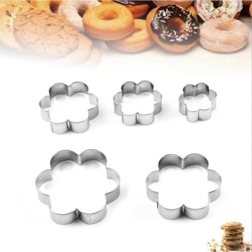 5 pcs/Set Flower Shape Cookie Cutter Stamp Sugarcraf Decoration Cake Tools Biscuit Mold Christmas Cutter Fondant Decorating Tool
