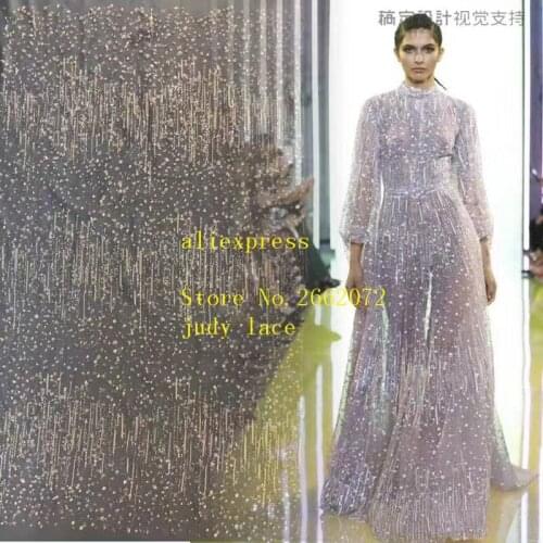 5yards/bag Champagne color vertical stripe spot glitter powder fashionable European and American fabrics used in wedding dress