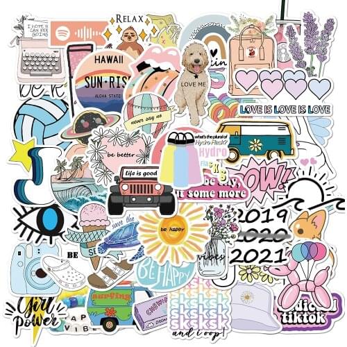 50pcs fresh cartoon cute vinyl sticker mobile phone laptop mobile phone skateboard suitcase water bottle fashion sticker sticker