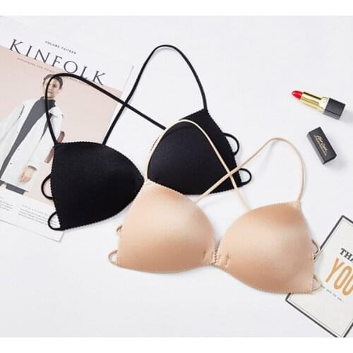 1PCS Sexy Wireless Bra Top Vest Breathable Chest Pad Wear Underwear Womens Cross Straps Gathered No Steel Ring