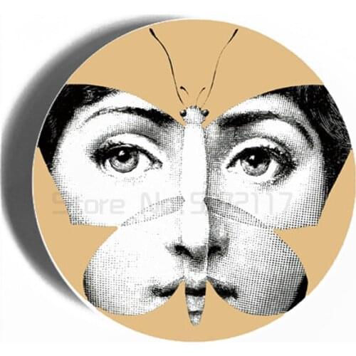 Fashion style Italy designer Female skull Decorative hanging Plates Lady portrait face pattern dish ceramic beauty craft decor