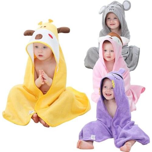 Baby Bath Towel Animal Hooded Infant Toddler Premium Coral Velvet Blanket Absorbent Bathrobe for Girls Boys