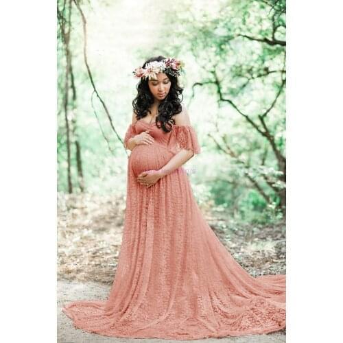 DHL 20pcs Long Maternity Photography Props Pregnancy Dress Photography Maternity Dresses For Photo Shoot Pregnant Dress Lace