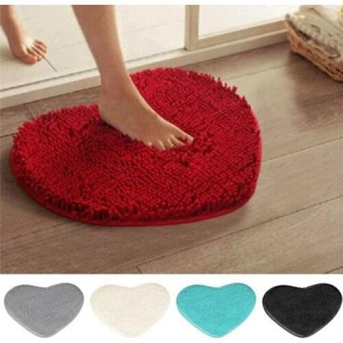 Home Decor Fluffy 40*50Cm Love Heart Shape Non-Slip Bath Mats Coral Fleece Carpet Set Shower Mat Bedside Bathroom Rugs