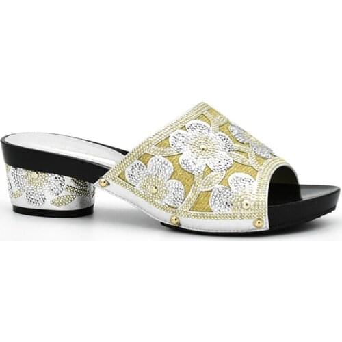 Sliver Color Elegant Crystal Women Shoes Wedding Shoes Woman Low Heels Comfortable Slip on Sdandals Slipper Shoes Wedding Shoes