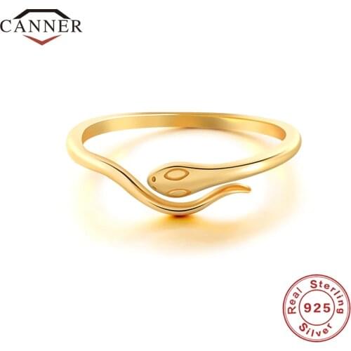 European and American Fashion Jewelry Gold Silver color Snake Open Rings for Women 925 Sterling Silver Wedding Band Ring