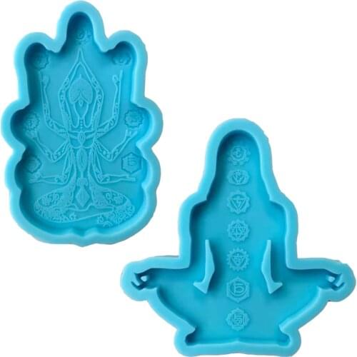 2 Types Chakras Resin Molds Yoga Coaster Silicone Molds for DIY Epoxy Resin Keychain Ornament Dec for Home