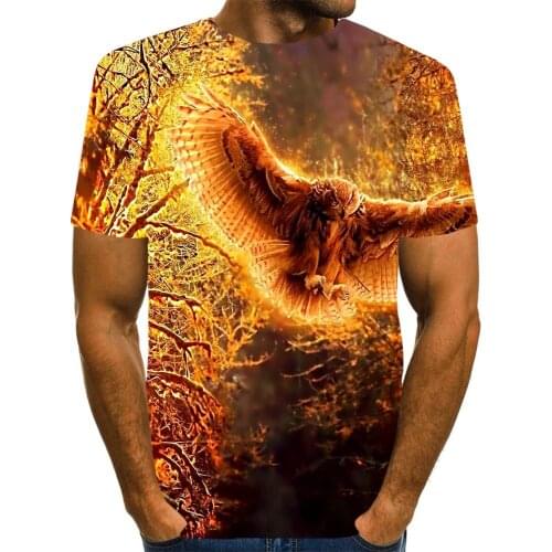 Mens Owl Graphic T Shirt Animal 3D Print US Size Shirt Unisex Tee Casual Top Novelty Clothing